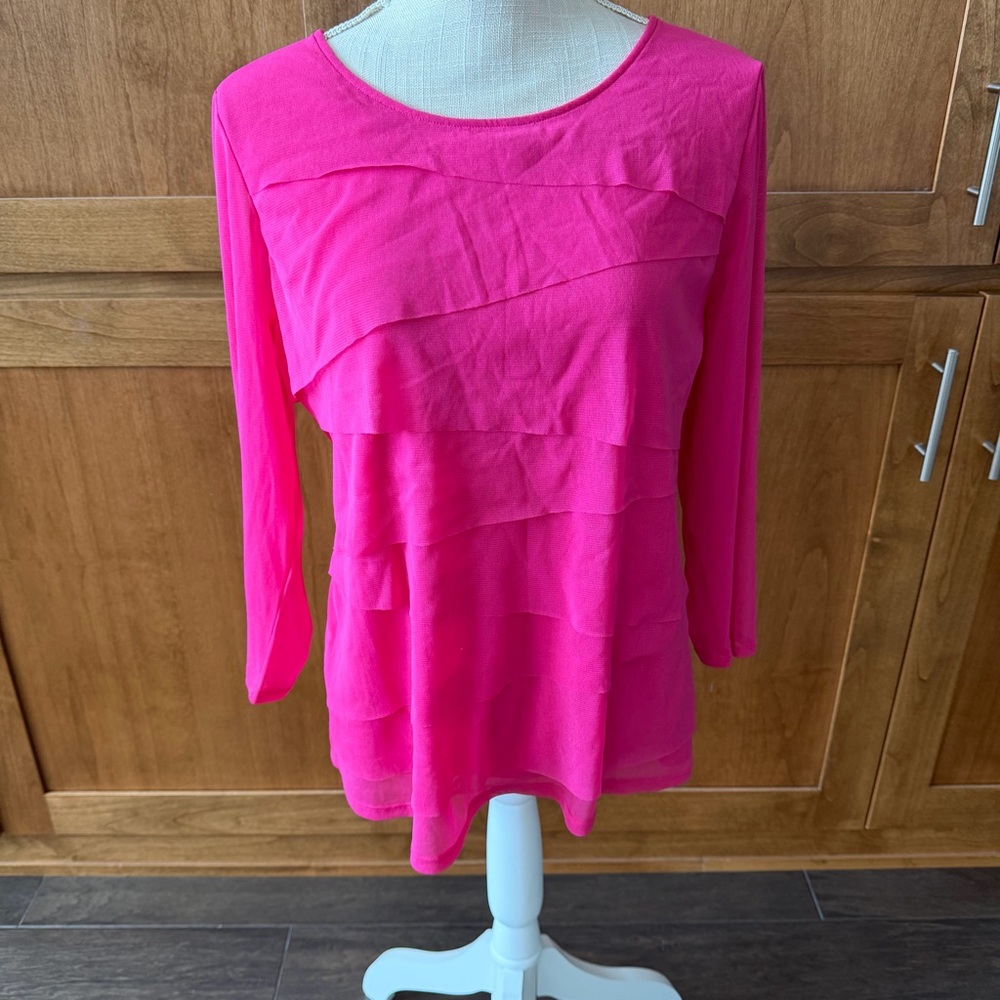 Alfani || pink tiered ruffled long sleeve blouse